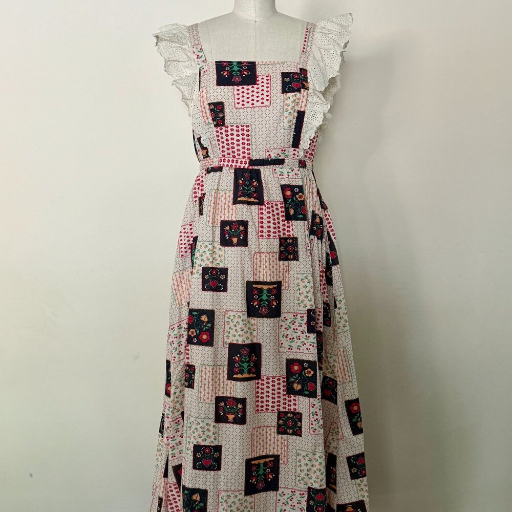 Christy Dawn Paz Midi Dress with Lace + Patchwork Floral Print
